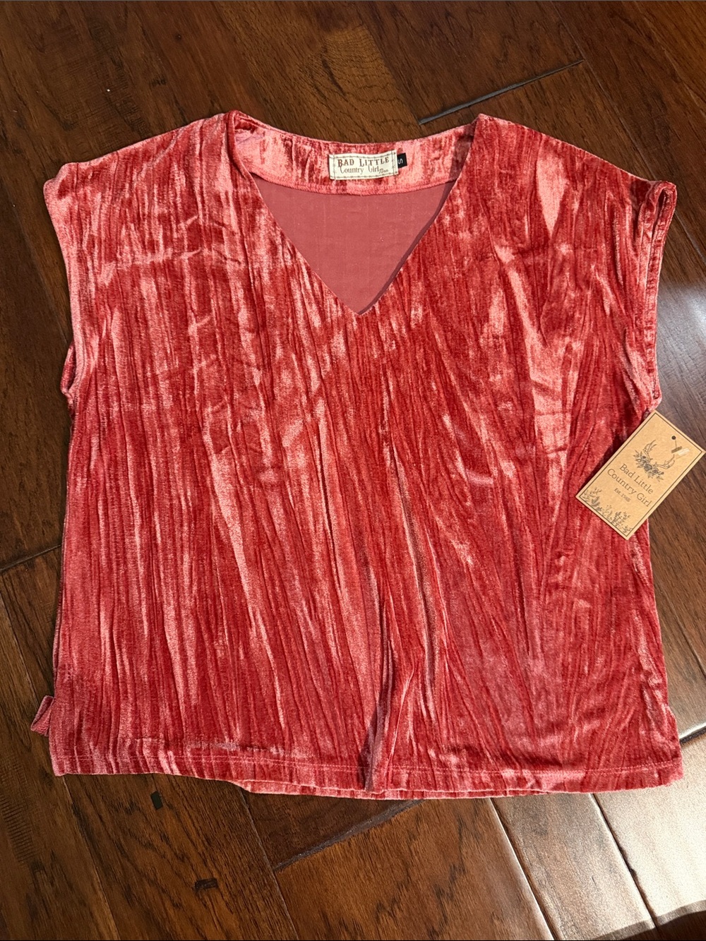 Red Crushed Velvet V-Neck Tank Top -